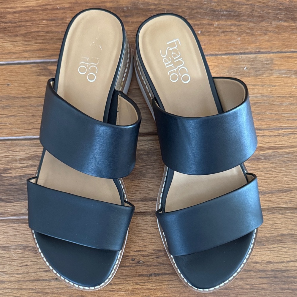 Franco Sarto Black Slide Sandals